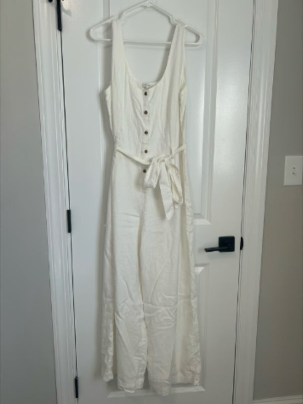 NWOT Z Supply White Sleeveless Button-Front Jumpsuit with Tie Waist - Picture 2 of 2